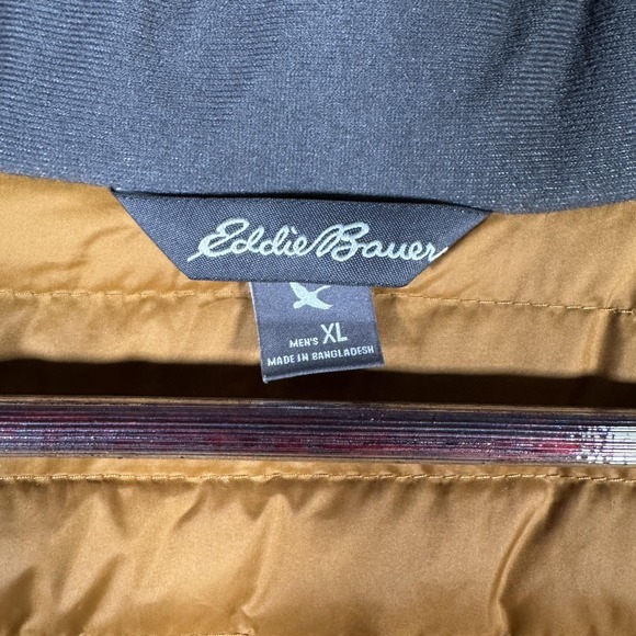 Eddie Bauer‎ Jacket Mens XL Brown EB700 Down Parka Zip Pockets Ripstop *NO HOOD - Picture 6 of 14